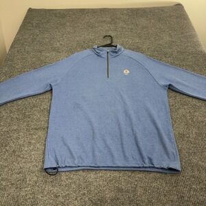 Dunning Golf Quarter Zip Mens L Blue Polyester Cotton‎ Mock Neck Pullover Sport